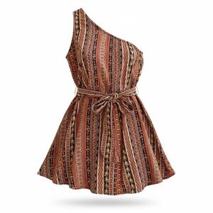 SHEIN One-Shoulder Dress in Earthy Tones